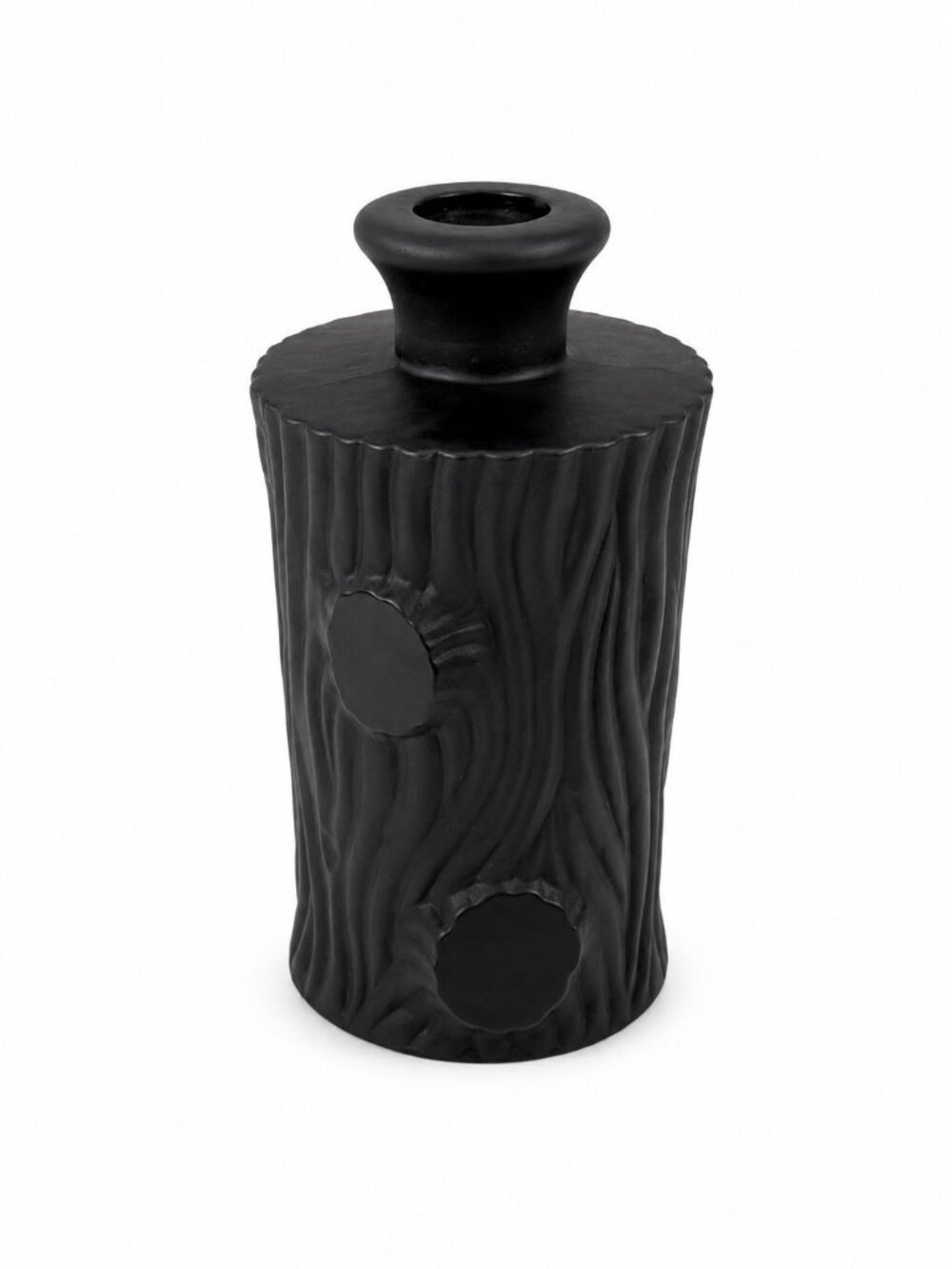 Perfume Botte Black Satin Art Glass 1930s Art Deco French Tree Trunk Shaped Vint